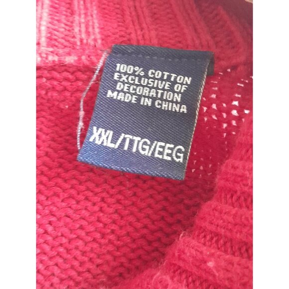 VTG Chaps XXL Holidays Reindeer Heavyweight Dad Ugly Christmas Polo Sweater Red - Picture 5 of 7